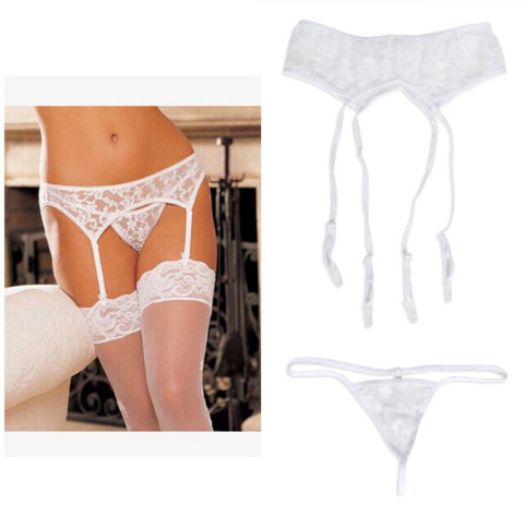 Transparent garter stockings with panties real sexy lingerie set