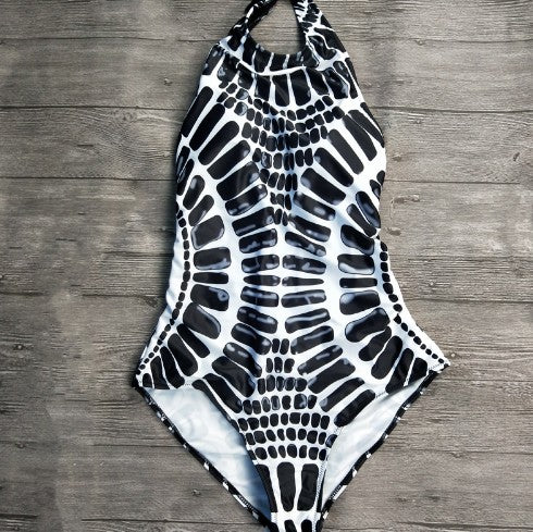 One-piece Backless Swimsuit Printed
