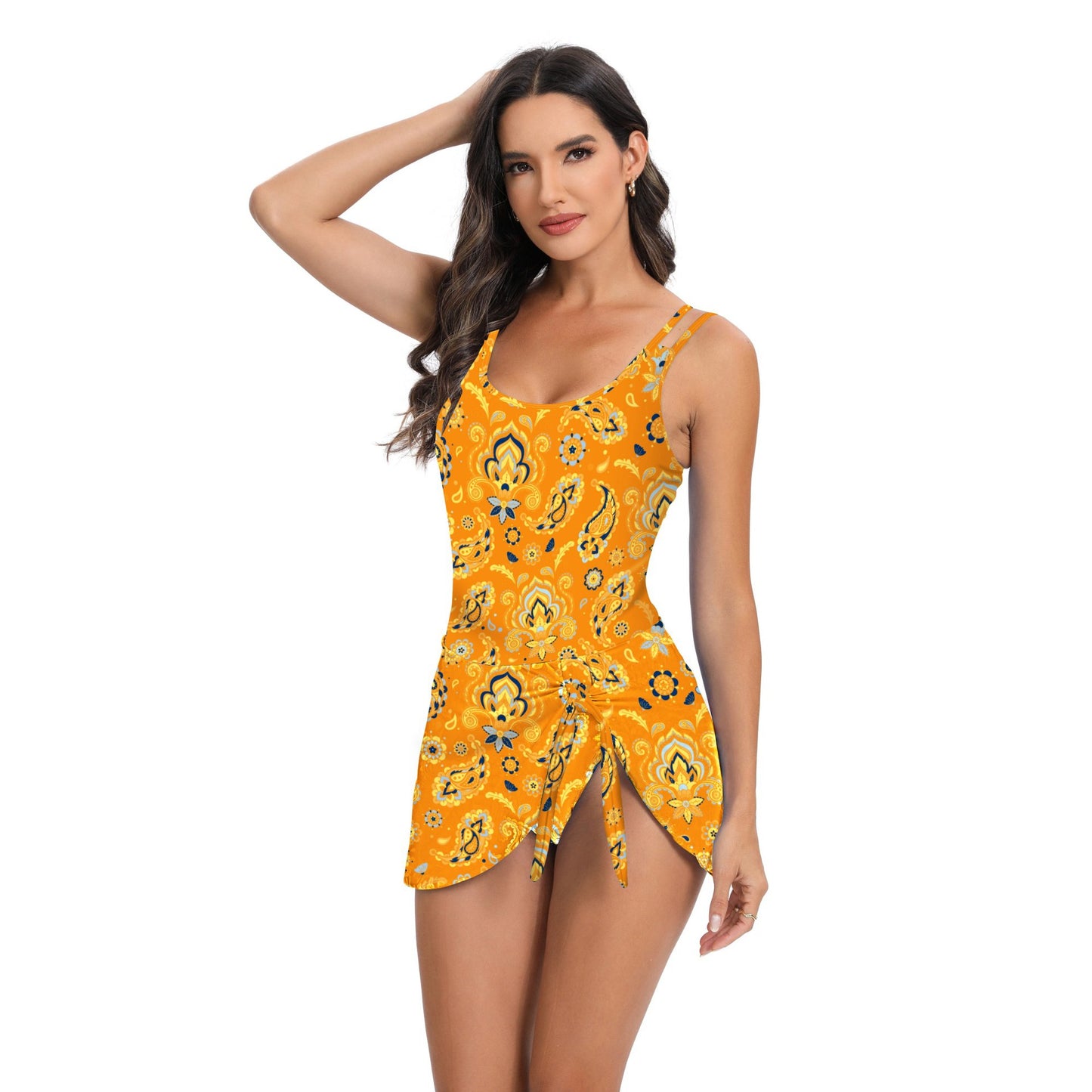 Conservative Swimwear One-piece Printed High Waist