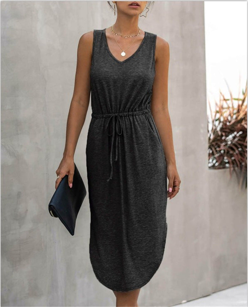 Robe gilet irrégulière à col rond cintré