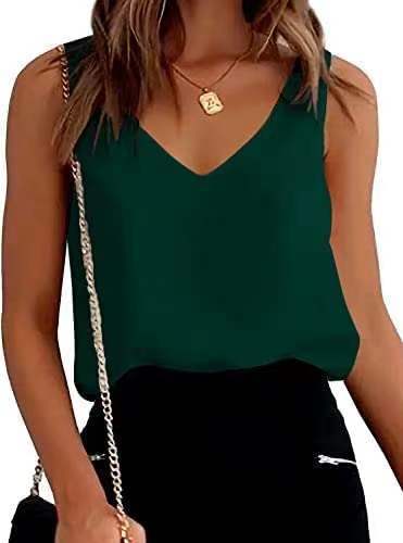 Tank Top Summer Casual V Neck Camisole Blouses Loose Sleeveless