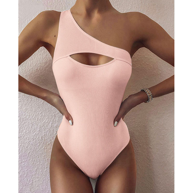 One piece  Solid Color One shoulder