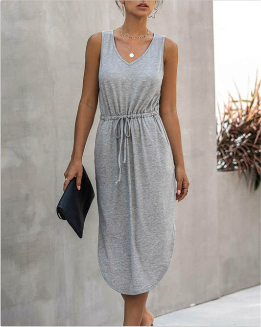 Robe gilet irrégulière à col rond cintré