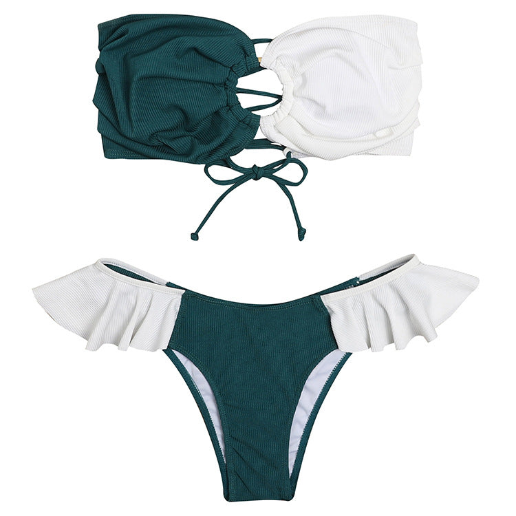 High waist laced tube top bikini