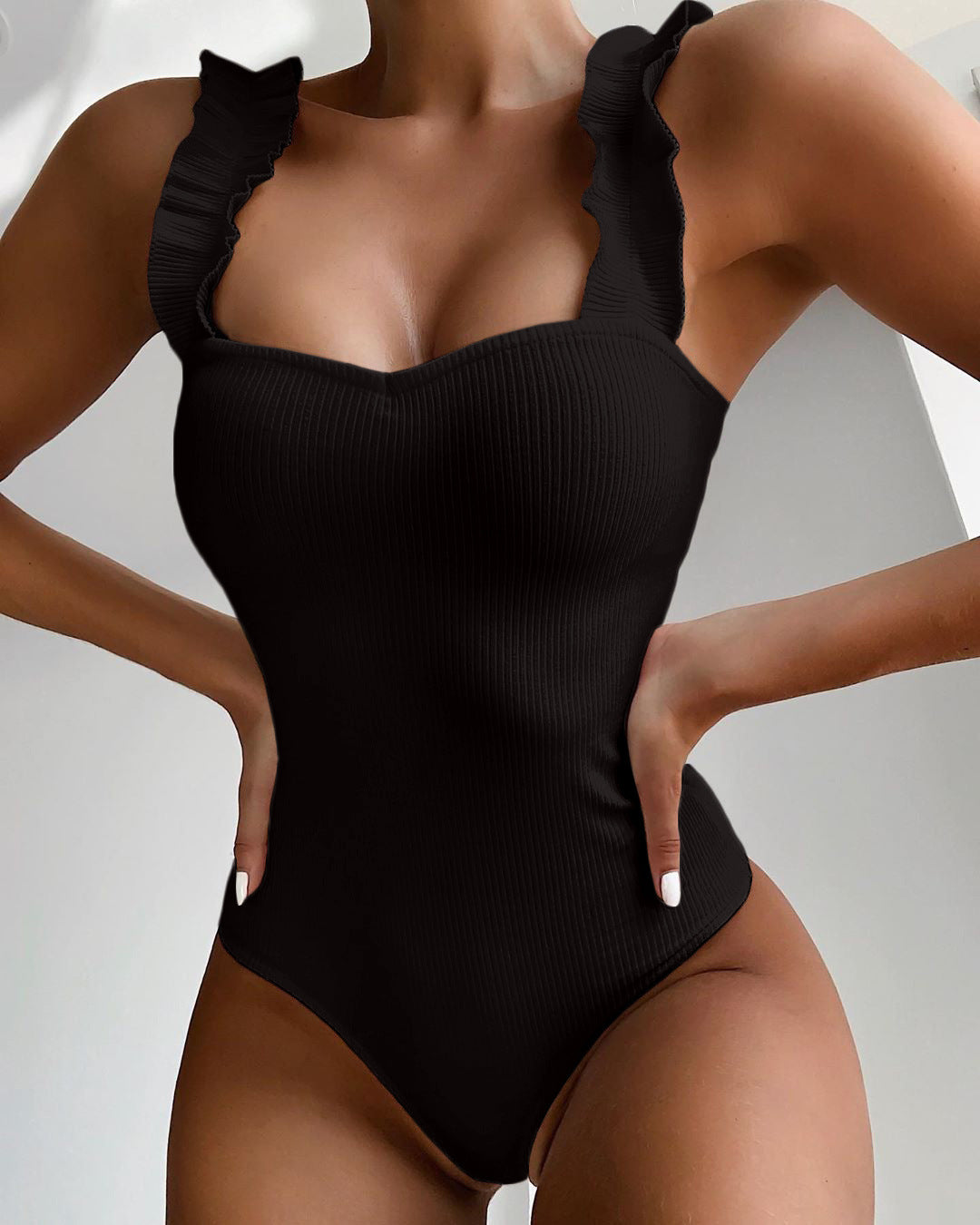 Women Ruffle Swimwear Bodysuit Swimsuit