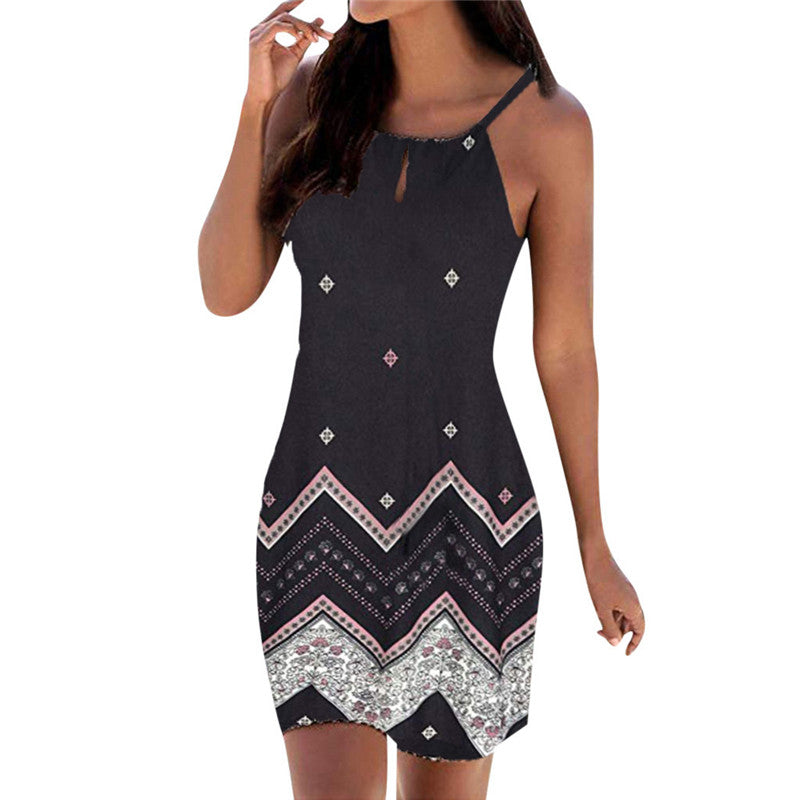 Printed sleeveless beach dress