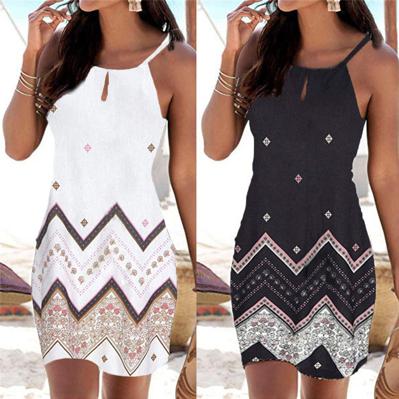 Printed sleeveless beach dress