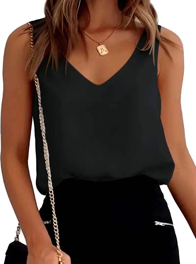 Tank Top Summer Casual V Neck Camisole Blouses Loose Sleeveless