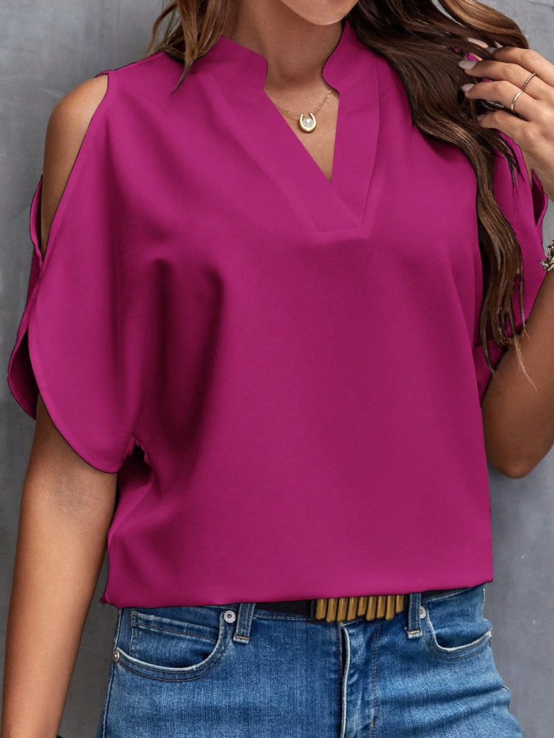 V-neck Graceful And Fashionable Off-the-shoulder Sleeve