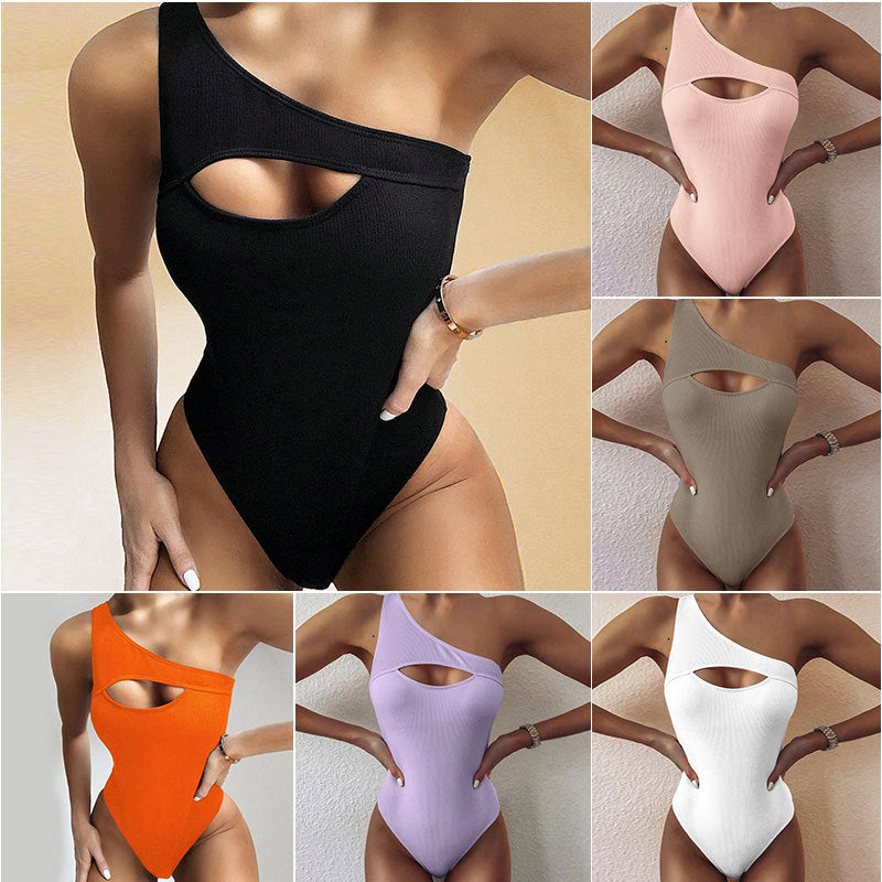 One piece  Solid Color One shoulder