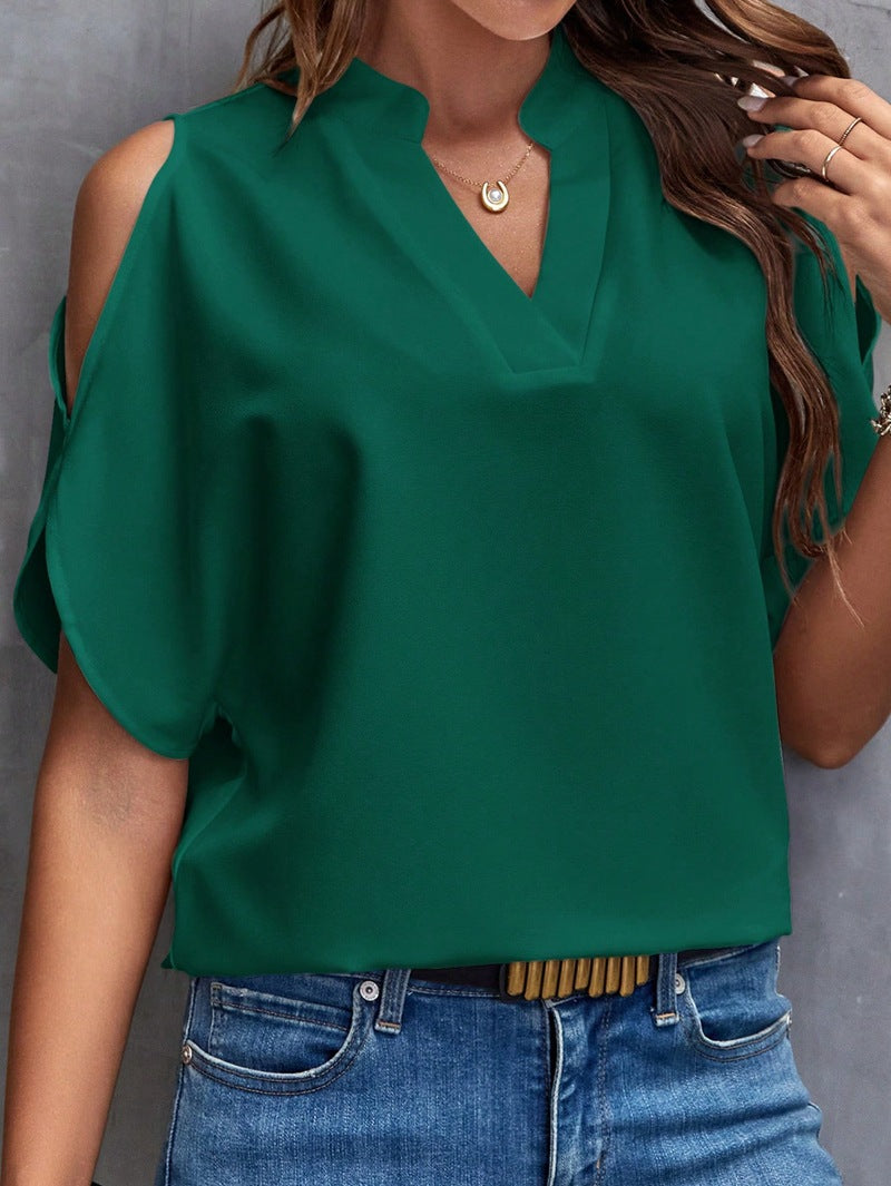 V-neck Graceful And Fashionable Off-the-shoulder Sleeve