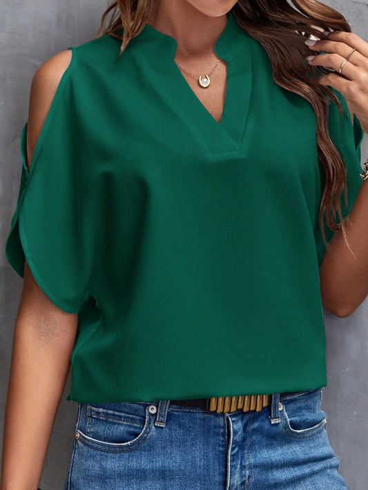 V-neck Graceful And Fashionable Off-the-shoulder Sleeve